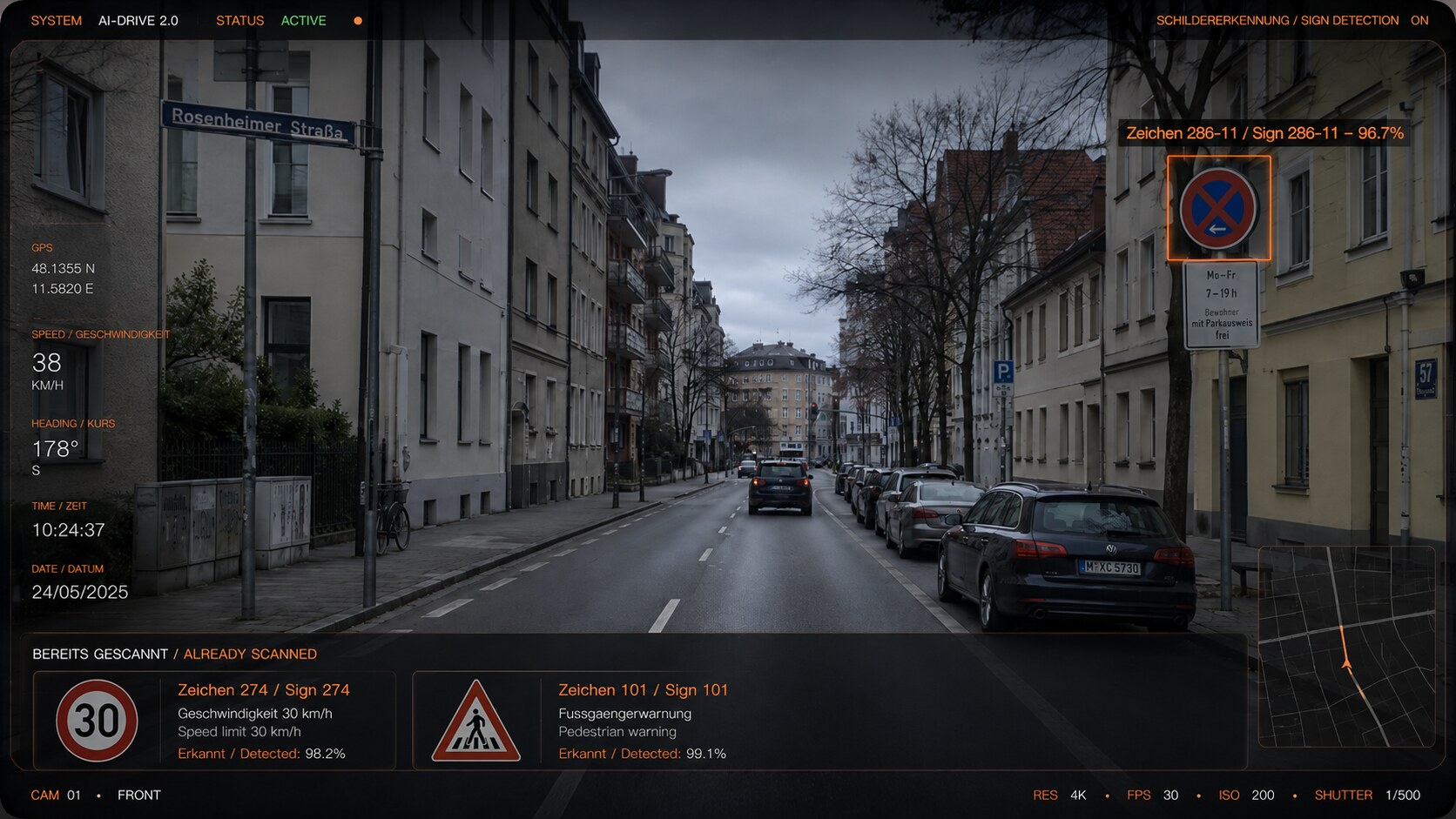 KI-Erkennung von Verkehrszeichen mit Detection-Overlays und StVO-Klassifizierung