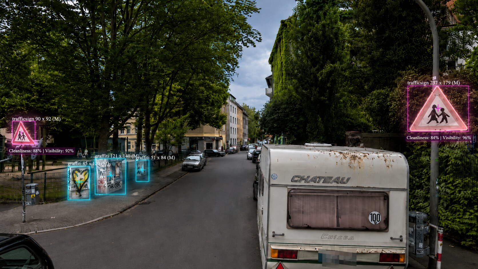 KI-Zustandsbewertung von Verkehrszeichen mit Schadenskategorien und priorisiertem Wartungsplan
